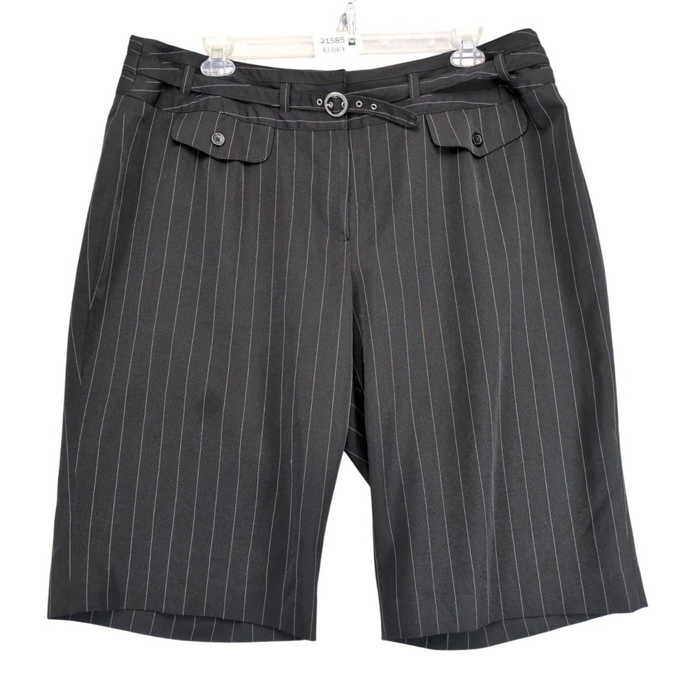 MKM‎ Designs Pinstripe Bermuda Shorts Womens Plus Size 22W 42x15" Belted Career